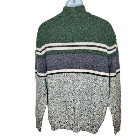 NEW Chaps Mock Button Neck Pull Over Heavy Cotton Sweater Green Black XL - Picture 4 of 5